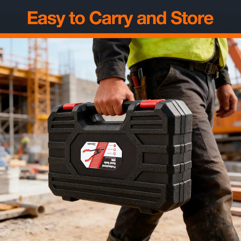 Carrying case for Three In One Rivet Nut Tool Kit With Hand Rivet Gun And Reamer Includes 6 Metric And 4 SAE Mandrels 5 Rivet Heads 111 Rivet Nuts And 83 Rivets Carrying Case Your Everyday Go To Riveter For Car Home And DIY Projects