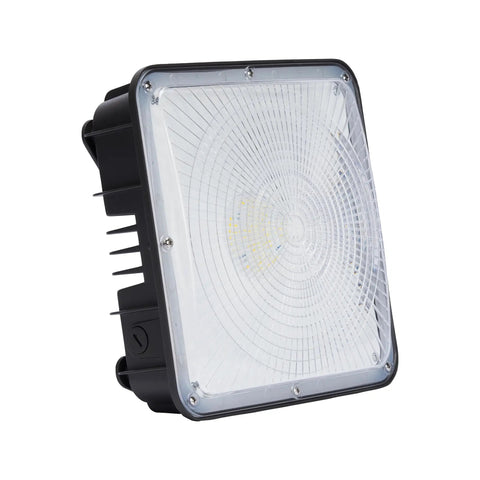 Super Bright 50W LED Canopy Light 6000 Lumens 100 to 277V AC ETL Listed IP65 Waterproof Daylight White 10.4 Inch Square Brown