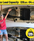 Heavy Duty Garage Storage Hooks Four Pack 120 Lb Capacity 15 Inch Wall Mounted Rack For Hanging Kayaks displayed on wall