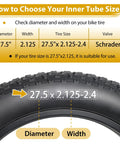 How to choose bike inner tube size for Two Pack 27.5 Inch Bike Tube With 32mm Schrader Valve For 27.5 X 2.125 To 2.40 Tire Sizes