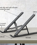 Go-To Adjustable Laptop Stand Desk Ergonomic Riser Elevates from 2.78 to 6.5 inches, ventilated ABS silicone, side view on table