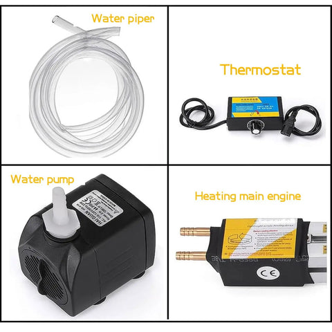 Solid Water Cooled Acrylic Bender For Plastic Sheets Packed With Smart Temp Gauges And Dual Heating Tubes components including water pump and thermostat.
