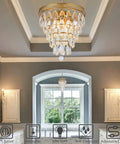 Crystal Chandelier For Dining Room Modern Vintage Gold Pendant Light Fixture With Four Lights over elegant bathroom