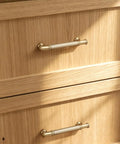Dope Champagne Bronze Cabinet Pulls 5 Pack 3.75 Inch Center-To-Center Brass Drawer Handles on wooden cabinet