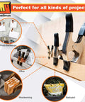 Nickel Plated Metal Spring Clamps Set For Woodworking And Photography Backdrops, Heavy Duty Clips In 2, 4, 6 Inch Sizes in use