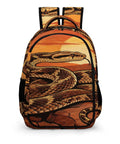 Retro Sunset Western Snake Printed Backpack For Everyday Use Unisex Large Capacity Durable Polyester Travel School Daypack With Breathable Fabric And Easy Zip Closure front view