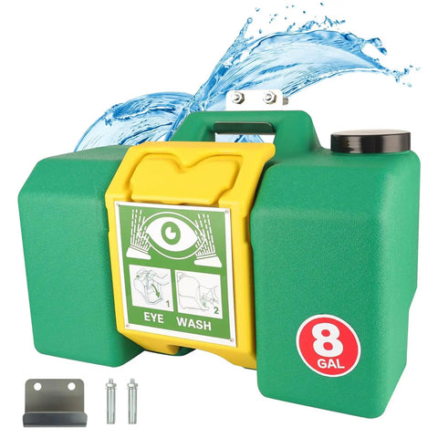 Move It Anywhere 8 Gallon Eye Wash Station With Dual Spray, OSHA Approved And ANSI Compliant, Portable Wall Mount Eyewash Unit