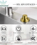 SinkTop Air Switch Kit Matte Black Button For Garbage Disposal Dual Outlet Easy Install On Sink Or Countertop Brass