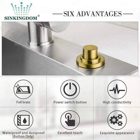 SinkTop Air Switch Kit Matte Black Button For Garbage Disposal Dual Outlet Easy Install On Sink Or Countertop Brass