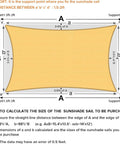 Diagram of Sun Shade Sail 16x20 Sand Rectangular Permeable Outdoor Shade Cloth For Deck Backyard And Patio With Curved Edges Built To Last Heavy Duty Commercial Grade 185GSM Wind Resistant Blocks 95 Percent Sun Custom Sizing Available showing measurements and support points.