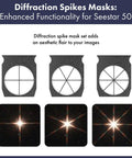 Pro Bahtinov Focusing Mask Kit With Front Holder For ZWO Seestar 50 Telescope, diffraction spike masks and star images