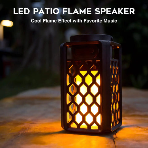 Outdoor Bluetooth Speaker With Lit Flame Atmosphere And Waterproof Design Wireless Speaker With Wall Mount Stake And Hook Led