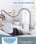 Kitchen Faucet With Soap Dispenser In 304 Stainless Steel Pull Down Sprayer shown in kitchen setting