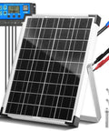 Monocrystalline 20W 12V/24V Solar Panel Kit with Trickle Charger Maintainer and 10A PWM Charge Controller, adjustable bracket