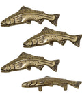 Vintage Trout Fish Cabinet Knob Set 4 Pack Old School Aged Bronze Zinc Alloy Drawer Pulls for nautical decor