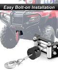 ATV with Winch Mounting Bracket and Four Seven Eighths Inch Roller Fairlead Cable Guide for 2000 to 3500 lbs Winches