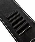 Close-up of Slip On Rifle Sling With Cartridge Holder Leather Gun Strap showing five cartridge slots and detailed stitching.