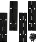 Built Different 4 Pack 4 Inch Heavy Duty Piano Hinges, Black Stainless Steel Continuous Joint, 2 Inch Open Width with screws.