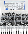500 Piece Black Pop Rivet Kit With 14 SAE Aluminum Blind Rivets in clear plastic compartment box, assorted sizes visible