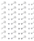 16 Pairs Cartilage Flat Back Stud Earrings Set for Women, Hypoallergenic CZ Sparkle, Tiny Ball and Flat Dot Designs, Gold Plated, Silver Plated, or Black Tone, Wear Solo or Layer Across Multiple Piercings in silver with flat backs