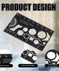 Black metal organic chemistry stencil featuring hexagonal molecular shapes, ideal for chemists and students, size 3.35 x 2 inches.