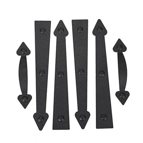Decorative Magnetic Garage Door Hardware Kit With Faux Hinges And Classic Handles In Black Finish For Instant Curb Appeal
