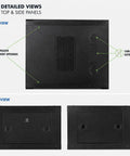 Top and side views of Heavy Duty Wall Mount Server Rack Cabinet With Locking Tempered Glass Door For Network Switches Routers.