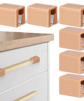 Six Piece Silicone L Shaped Corner Protectors For Cabinet And Wardrobe Handles With Strong Adhesive And Bumper Protection In Coffee Color