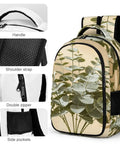 Soft Shadow Neutral Plant Print Unisex Backpack Large Capacity For Everyday Carry Durable Polyester Daypack with Handle