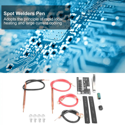 Portable 12V Battery Storage Spot Welder Pen For 26650 Cells Quick Grab And Go DIY Welding Tool components on white background