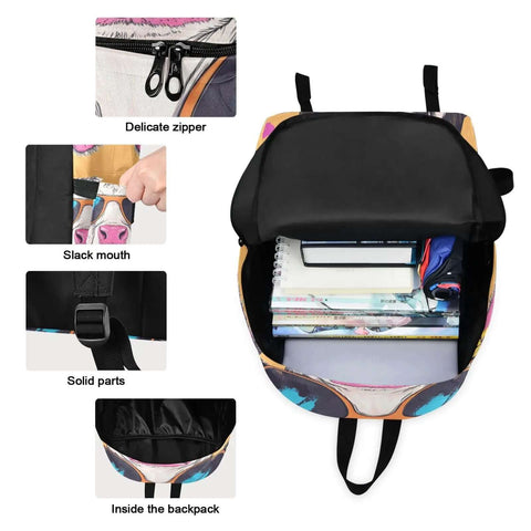 Open view of Lightweight Nylon Daypack With Insulated Lunch Box Cooler And Laptop Sleeve Fits 15.6 Inch, showing zippers and compartments.
