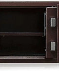 Open view of Easy-To-Use Home Safe With Emergency Key Reprogrammable 3 To 8 Digit Code Turn Knob Access showing interior and keys