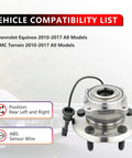 Rear Wheel Bearing And Hub Assembly Fits Chevy Equinox And GMC Terrain 2010 Through 2017 5 Lug With ABS Bolt On Drop In Replacement