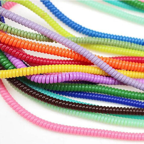 7 Pack Earbud Cable Protectors Pet Proof Non Chew Spiral Sleeves multicolor cords tangle free 50cm for Apple EarPods USB cables