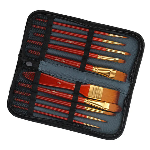 Watch Cleaning Brush Set With Red Wooden Handles And Heads, 10 Sizes, Precision Movement Maintenance Tools For Delicate Component Cleaning