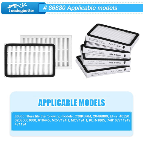 Four Pack HEPA Vacuum Filter Set for Kenmore EF-2 86880 Exhaust Vacuum, Replacements for Sears 20-86880 and Panasonic MC-V194H