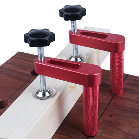 Two Pack 19mm Aluminum Alloy Bench Dog Clamps With Adjustable Height And Rubber Pad Beefy Bench Hole Clamps for woodworking projects
