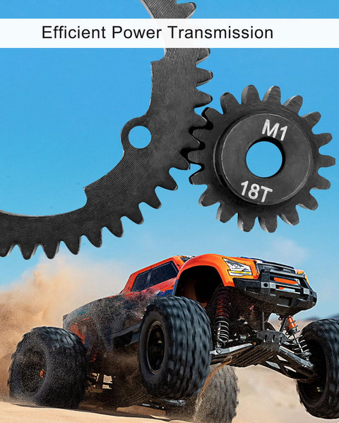 Hardened Steel 46T Spur Gear With 18T Pinion Set For Traxxas 1/5 X-Maxx 1/7 XO-1 1/10 Maxx E-Revo 2.0 VXL Replacement 6447, Built Tough, Precise Transmission, Smooth Power Delivery, Easy Fit Upgrade