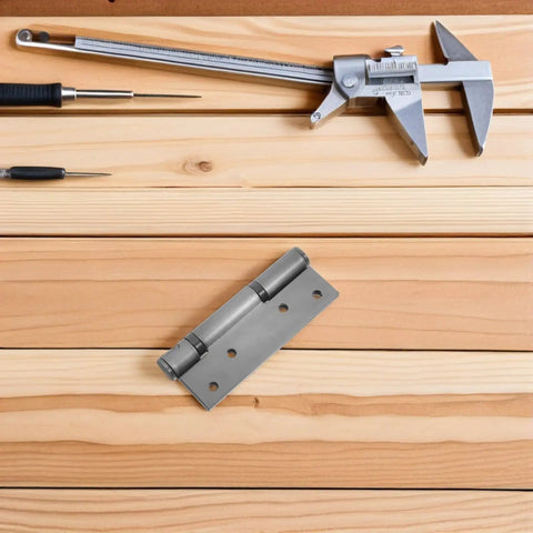 Self-Closing Hydraulic Door Hinges For Wood Doors With 90 Degree Positioning And Hidden Design on a wood background