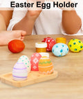 Organic Bamboo Deviled Egg Platter Featuring Six Secure Grid Wells For Fridge Storage And Kitchen Countertop Use.