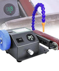 Badass Electric Bench Grinder And Wet Dry Belt Sander with digital speed display, 350W motor, adjustable water feed, and sanding belt.