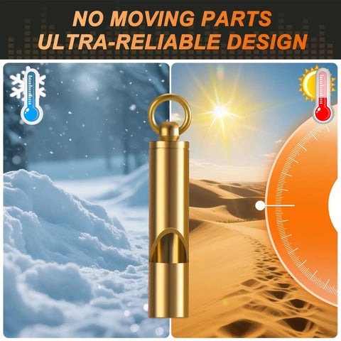 Brass Emergency Whistle 2 Pack With Tangle Free Lanyard Pealess Storm Resistant 120dB Lifesaver Survival Whistle design