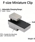 Four Pack Mini Brushed Zinc Alloy Glass Shelf Clamps With Rubber Cushions, Adjustable Wall Mount Brackets For Glass Shelves