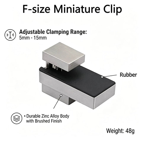 Four Pack Mini Brushed Zinc Alloy Glass Shelf Clamps With Rubber Cushions, Adjustable Wall Mount Brackets For Glass Shelves