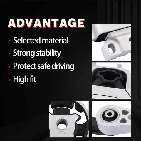 Close-up of the Rock Solid Five Piece Engine And Transmission Mount Replacement Kit Hella Durable Heavy Duty Rubber Steel Construction.