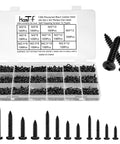 Heavy Duty Black Phillips Pan Head Micro Screw Assortment Set For Wood Plastic And Soft Metal Diy Hardware displayed in a clear organizer.
