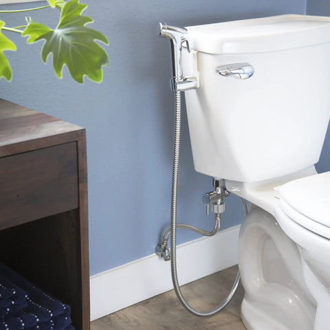 Handheld Bidet Sprayer for Diapering and Shattaf Use PVC Hose in White and Gray Metal T-valve with Water Pressure Control
