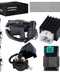 Beefed Up Ignition Coil 5 Pin CDI Box Solenoid Relay Voltage Regulator With Spark Plug Set for ATVs and dirt bikes