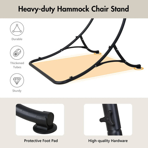 Heavy Duty Hammock Chair Swing Stand Outdoor Frame Holds Up To 400 Lbs Black Sturdy Triangle Design All Weather Powder Coated Steel