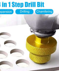 Two-piece diamond brazed step drill bits, M10 thread, yellow heads for drilling and chamfering with angle grinders